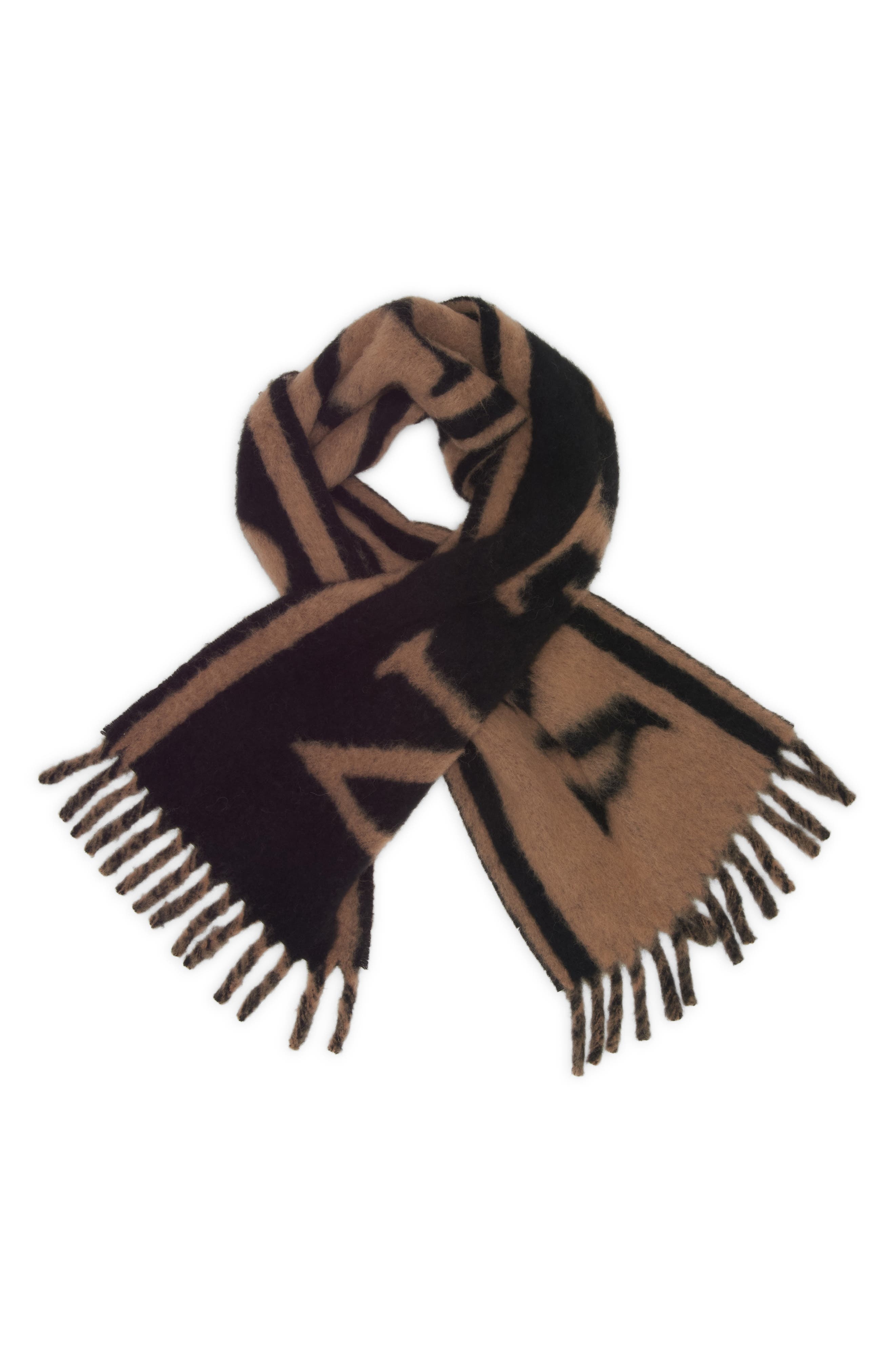 McQueen Reversible Alpaca & Wool Blend Scarf in Black/Camel at Nordstrom - 2