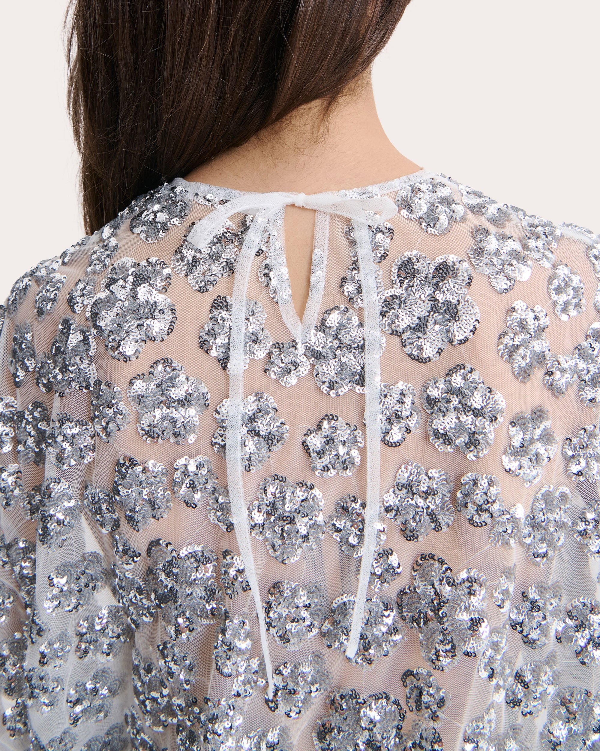 Asra Sheer Floral Sequin Oversized T-Shirt - 3
