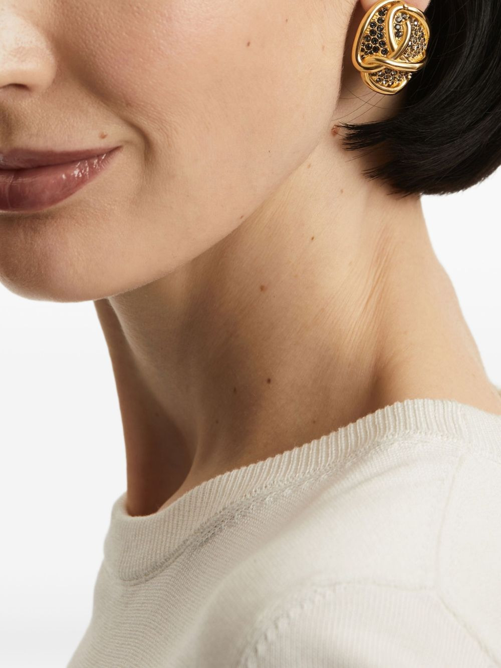 crystal-embellished knot earrings - 2
