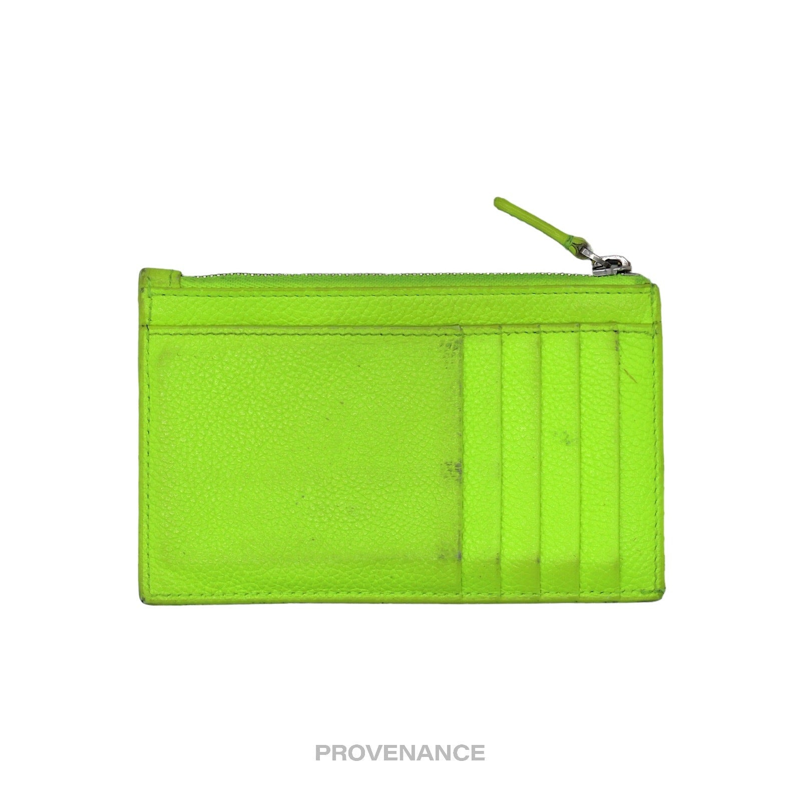 Balenciaga Logo Fragment Zip Card Wallet - Neon - 2