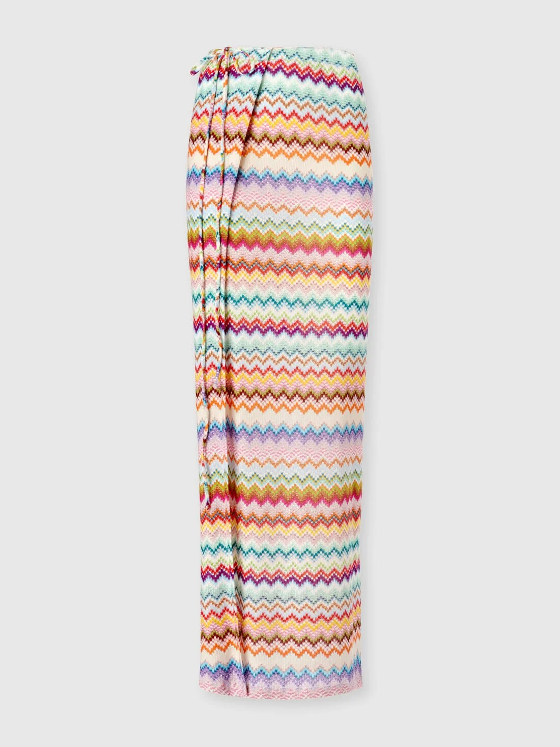 Long pareo skirt in lamé viscose with pixel-effect zigzag pattern - 1