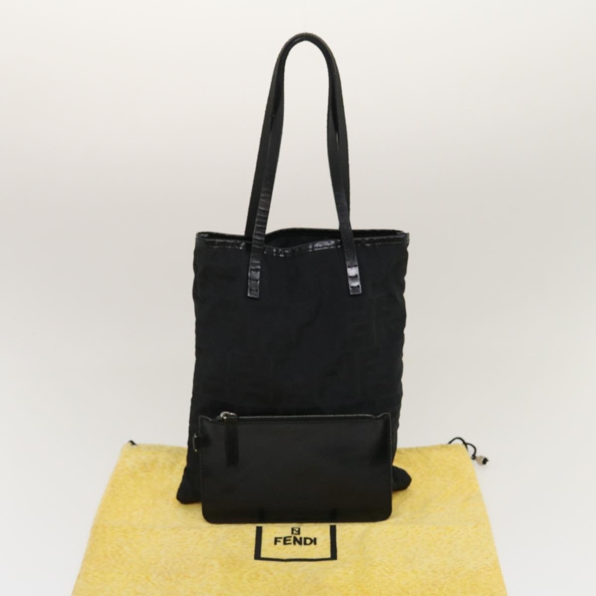 FENDI Zucca Canvas Hand Bag Black - 12