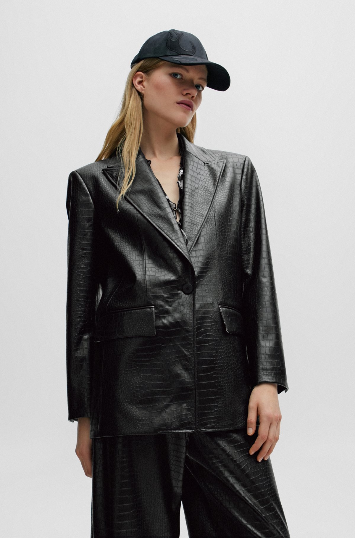 OVERSIZE-FIT JACKET IN FAUX LEATHER WITH SNAKE PRINT - 2
