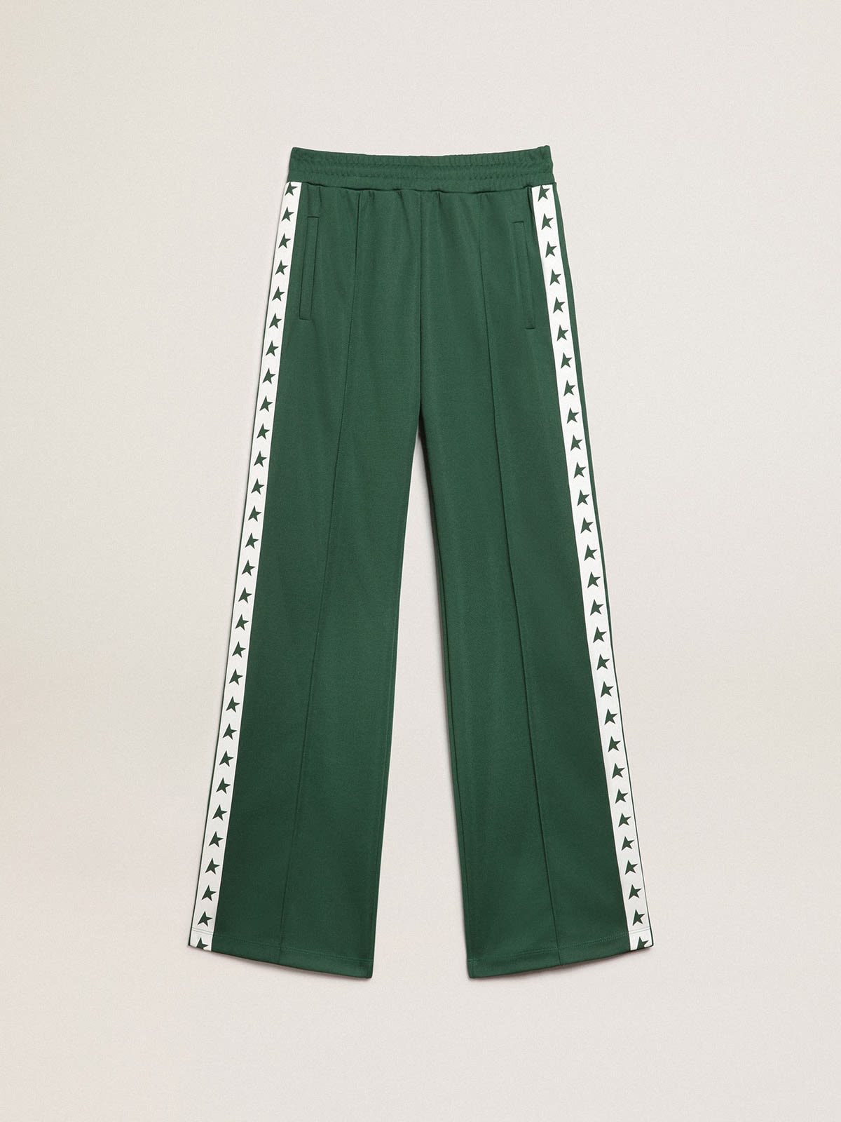 Women's bright green joggers with band and stars - 1