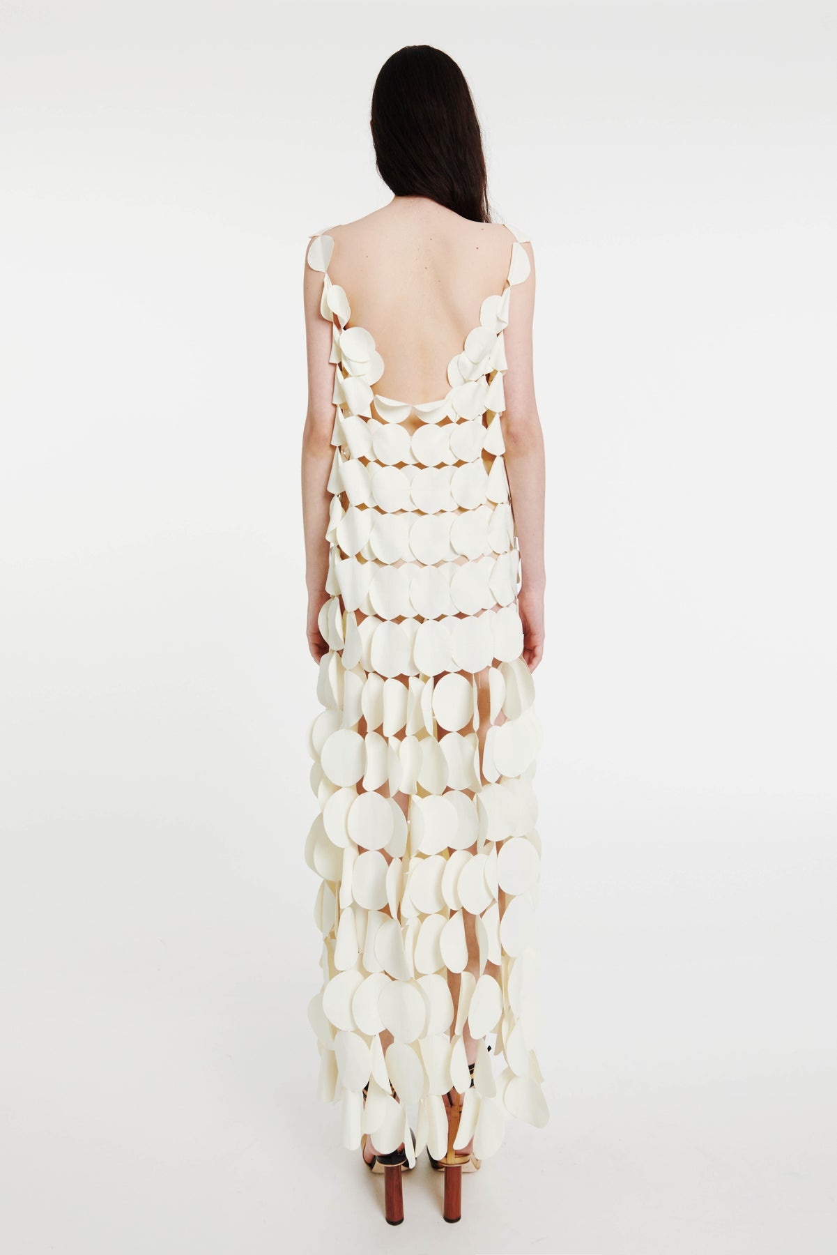 MULTI CIRCLE DOUBLE LAYERED DRESS IVORY - 5