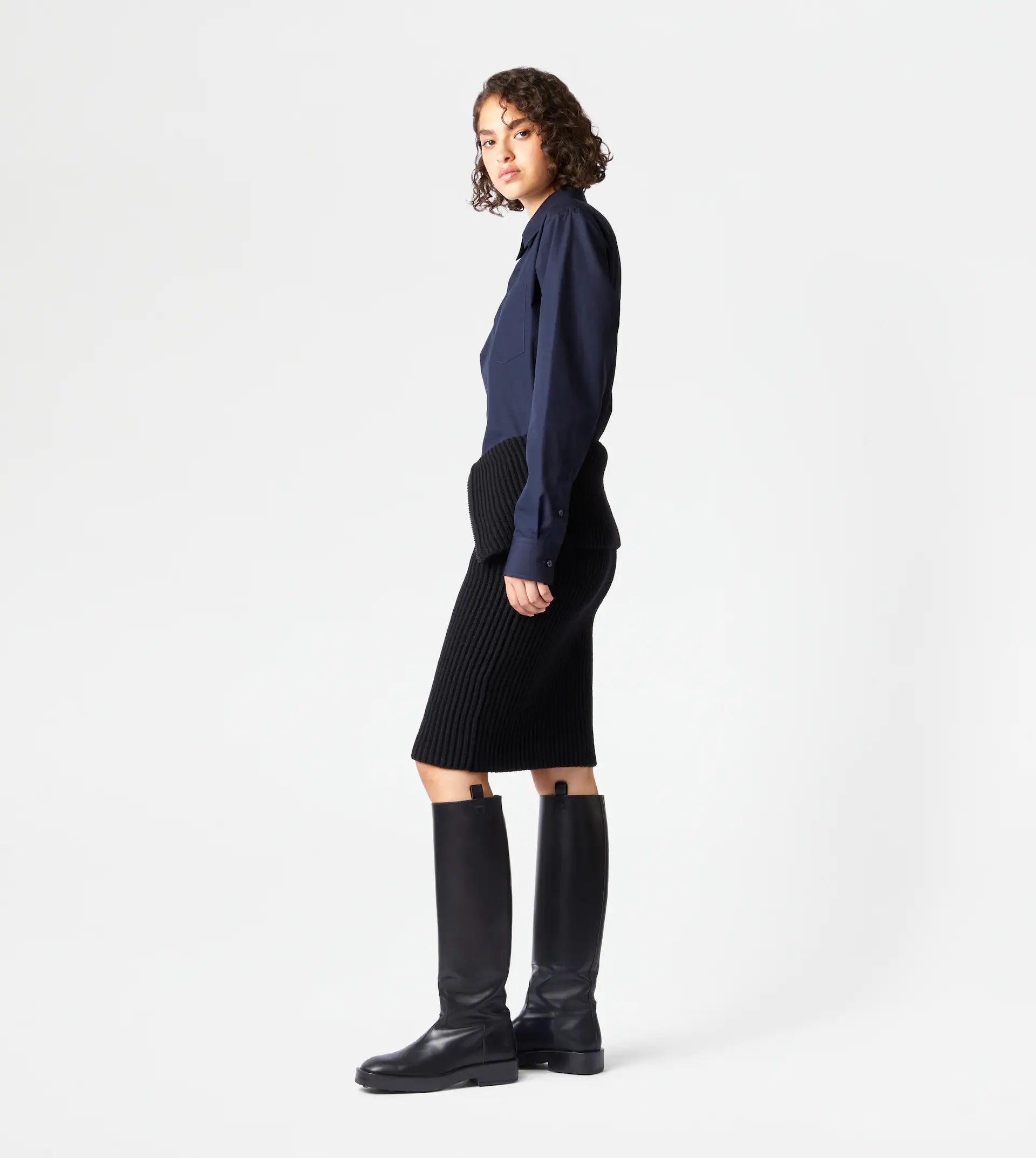 CASHMERE BLEND MIDI-SKIRT - BLACK - 4