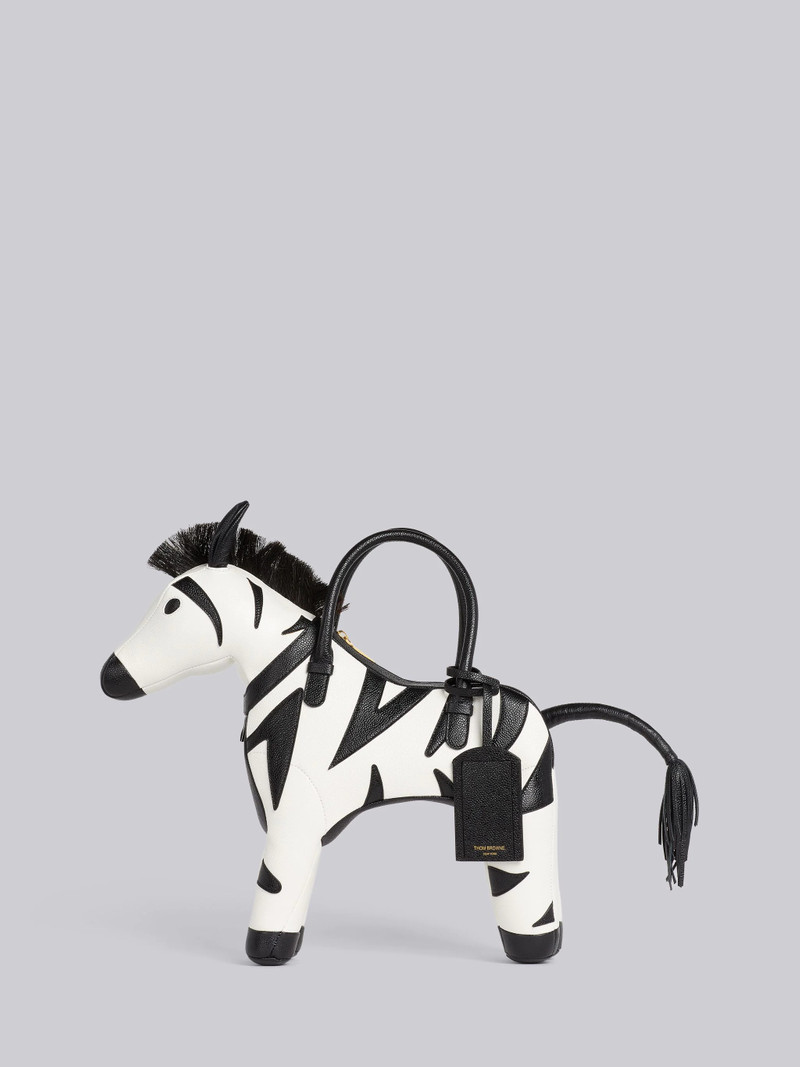 Black and White Pebble Grain Leather Zebra Bag 1