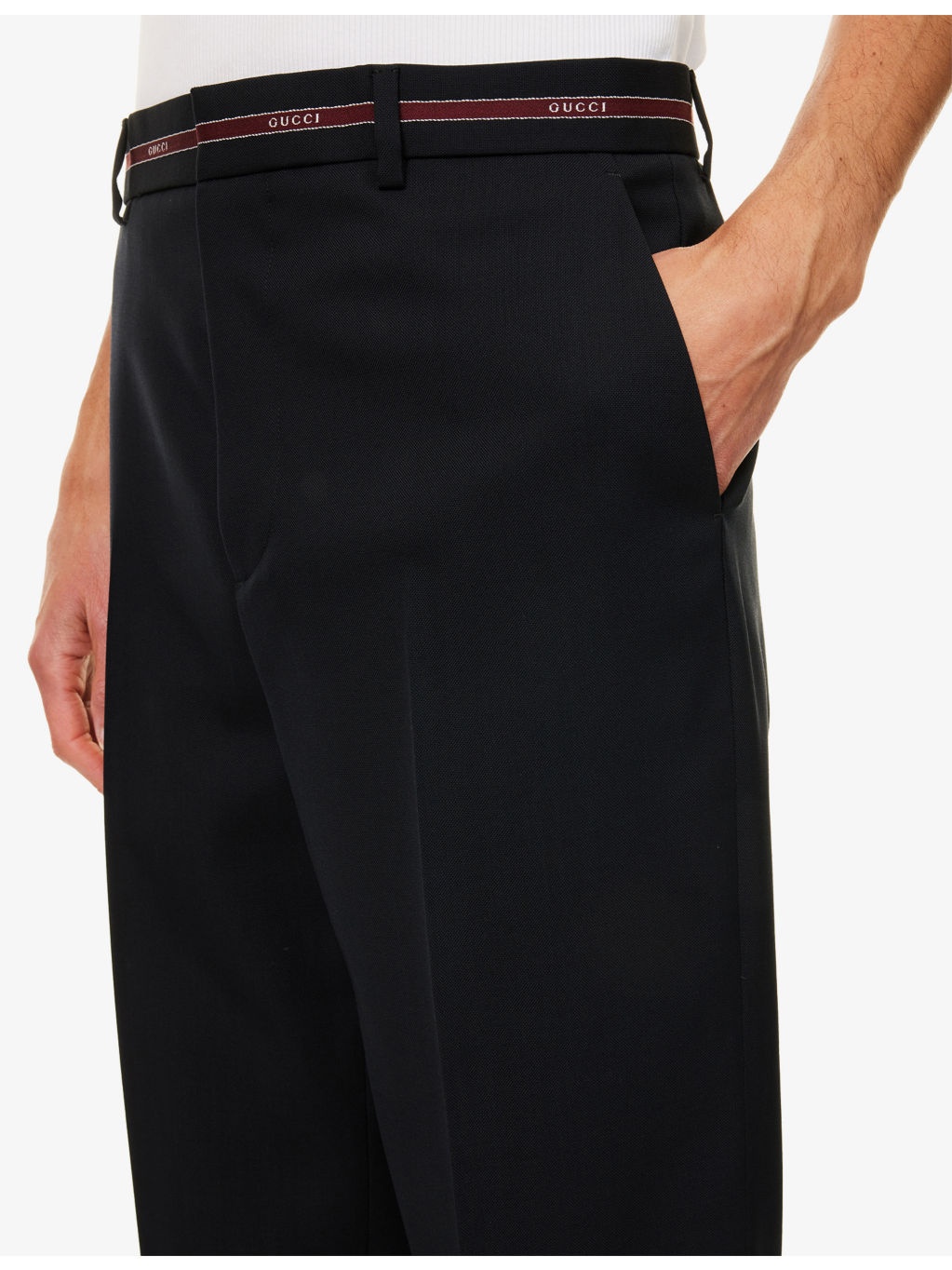 Logo-Waistband Straight-Leg Wool Trousers - 5