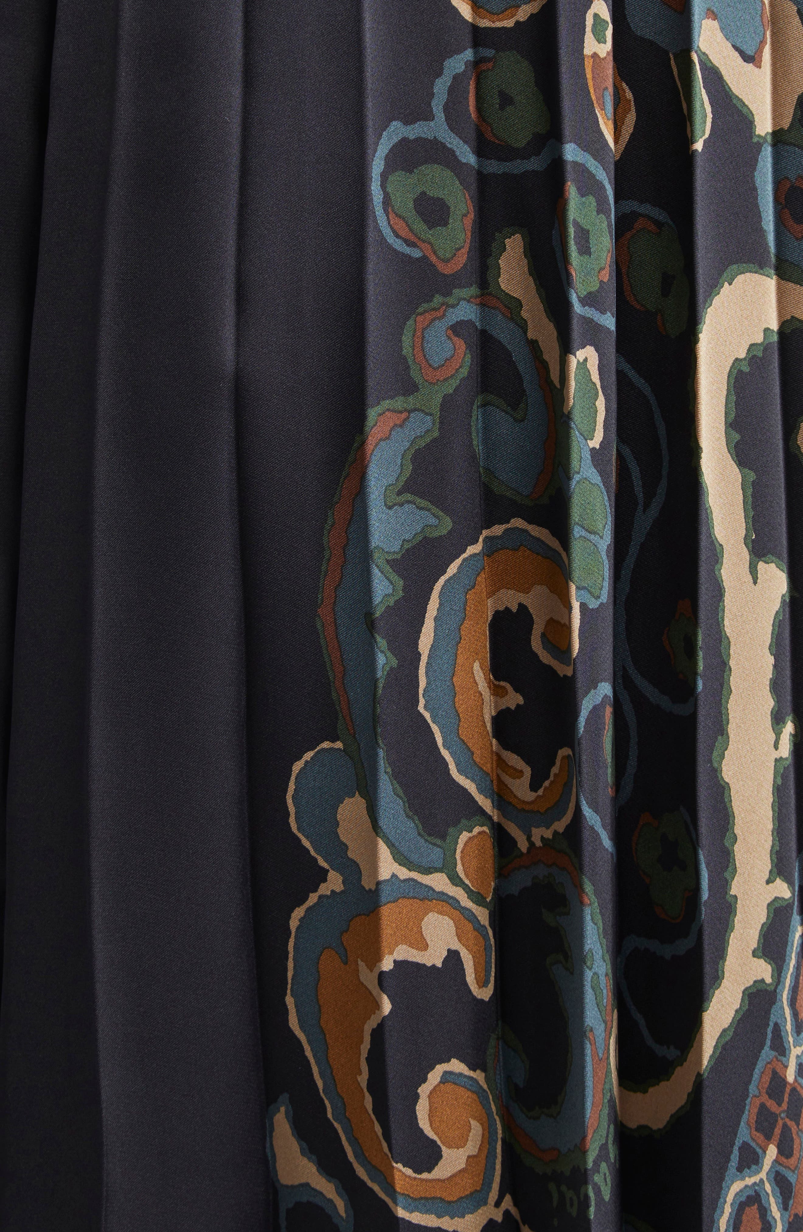 Sacai Floral Print Pleated Midi Skirt in Navy at Nordstrom - 7