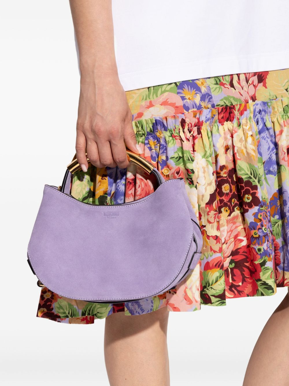 Handle-Me curved suede tote bag - 2