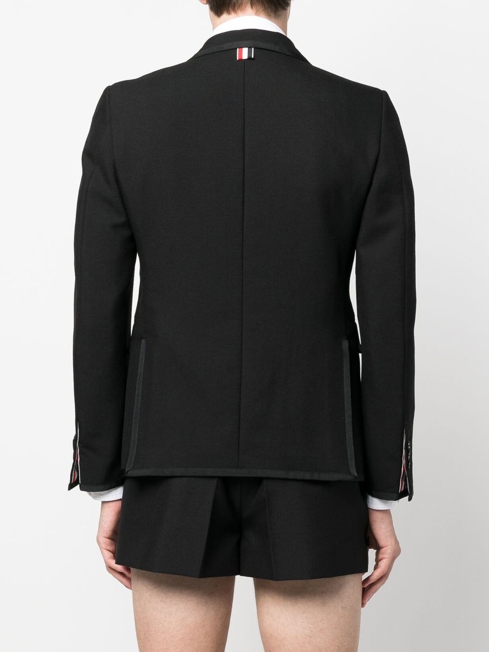 satin-trim wool blazer - 4