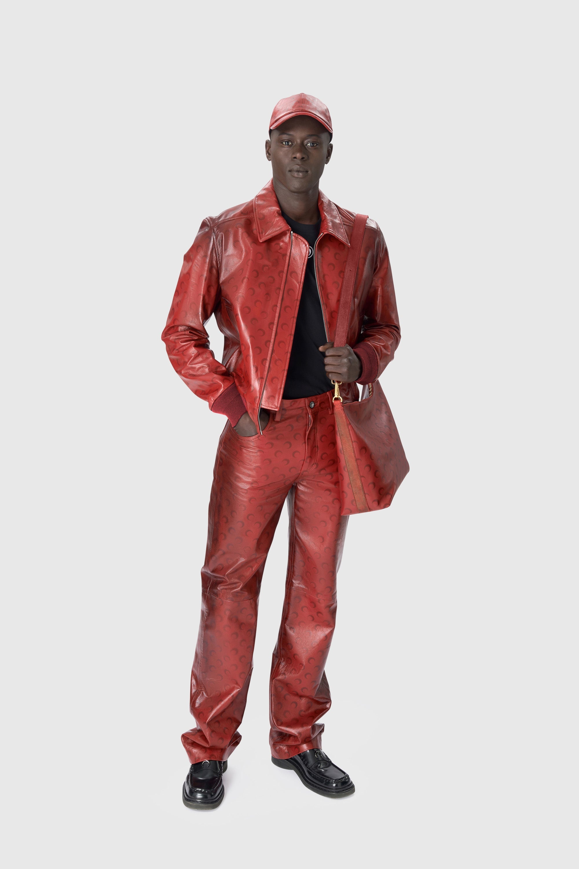 Moon Airbrushed Leather Bomber Jacket - 5