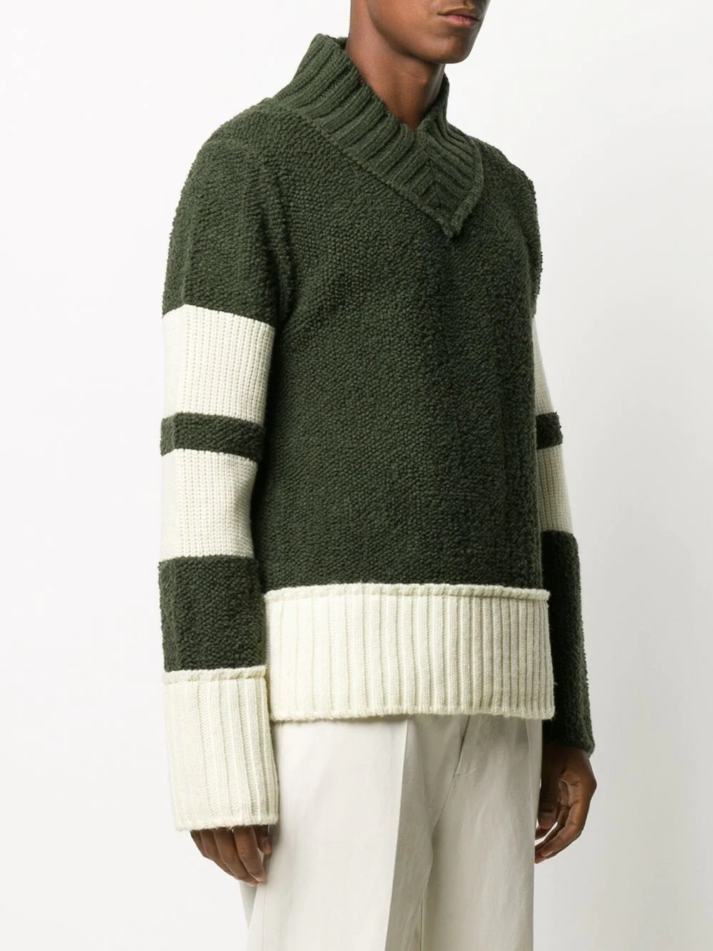 contrast-panel sweater  - 3