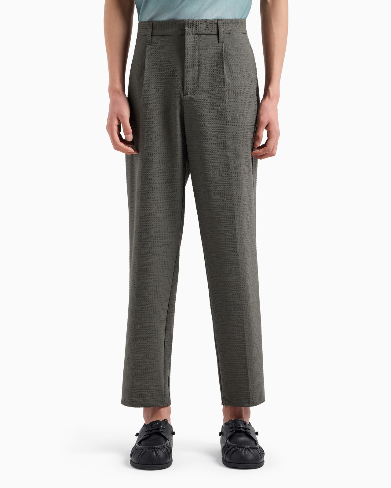 Pleated technical-seersucker fabric chinos - 2