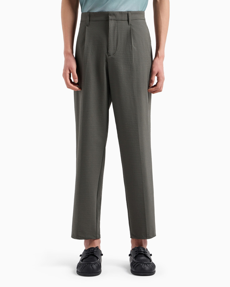 Pleated technical-seersucker fabric chinos 2