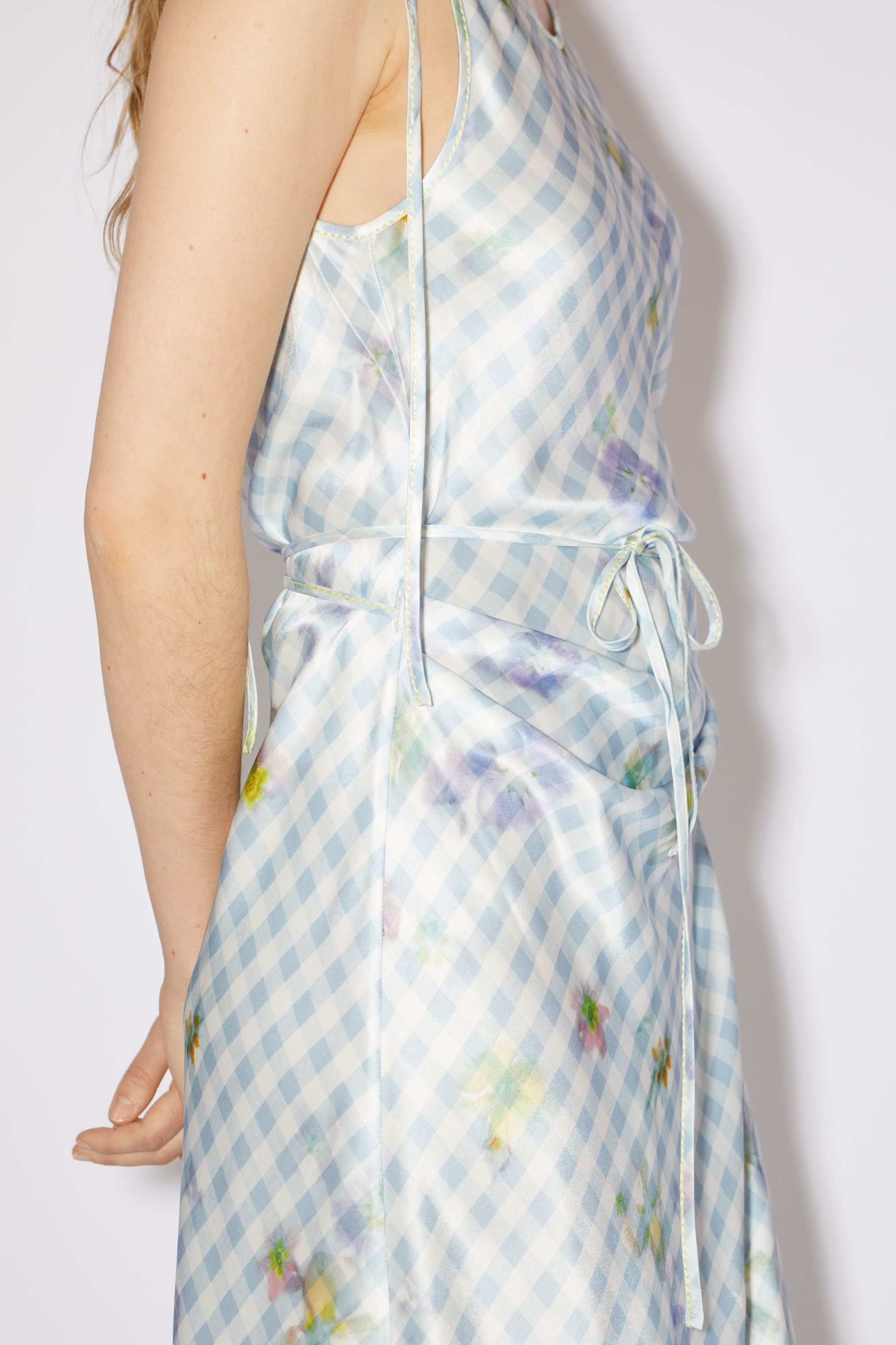 Printed satin dress - Light blue - 5