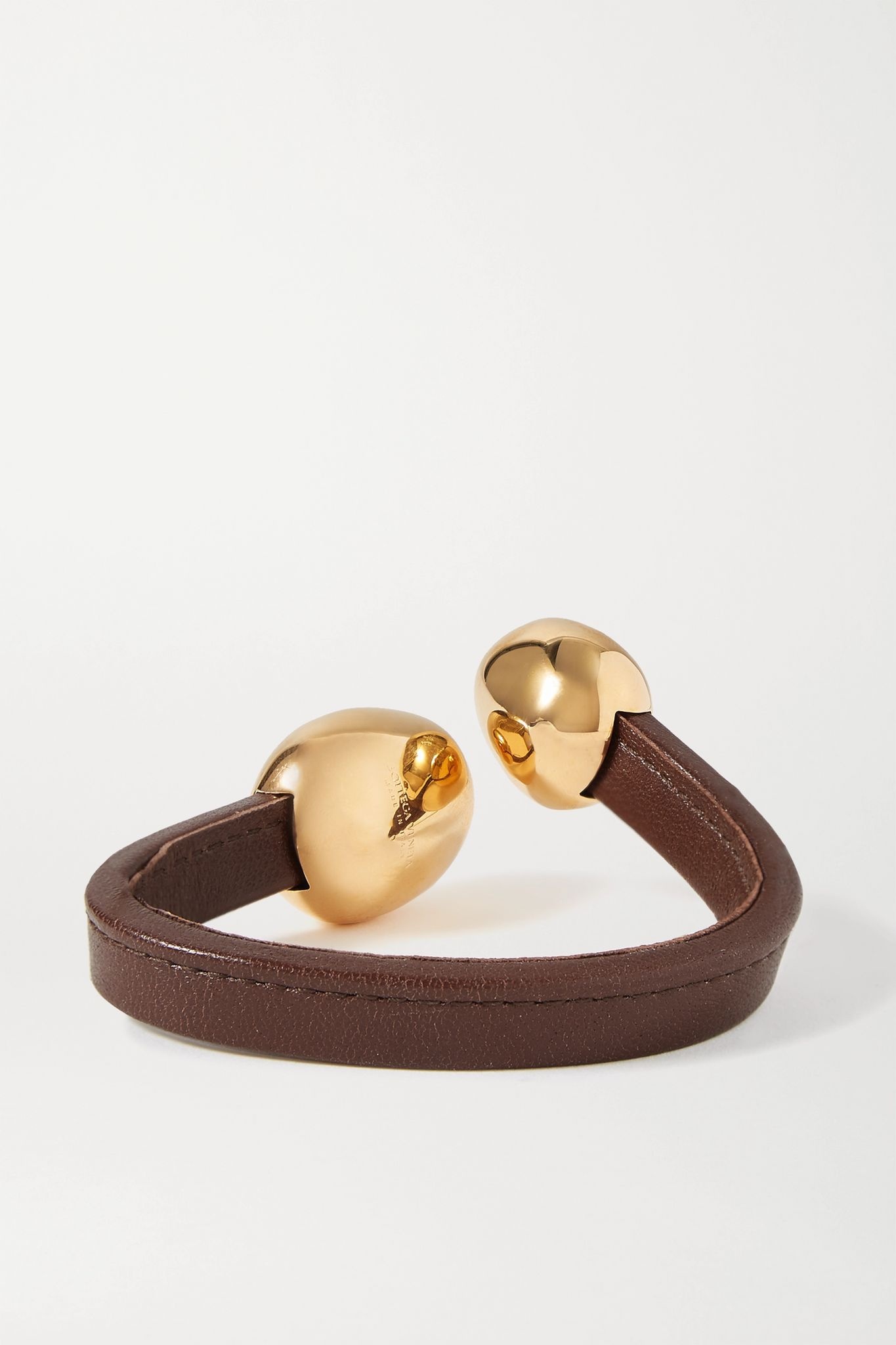 Leather and gold-tone cuff - 3