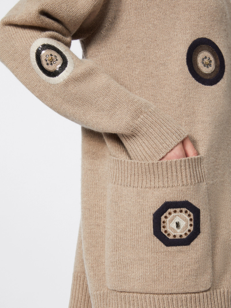GIOIRE Long wool and cashmere cardigan - SAND 6