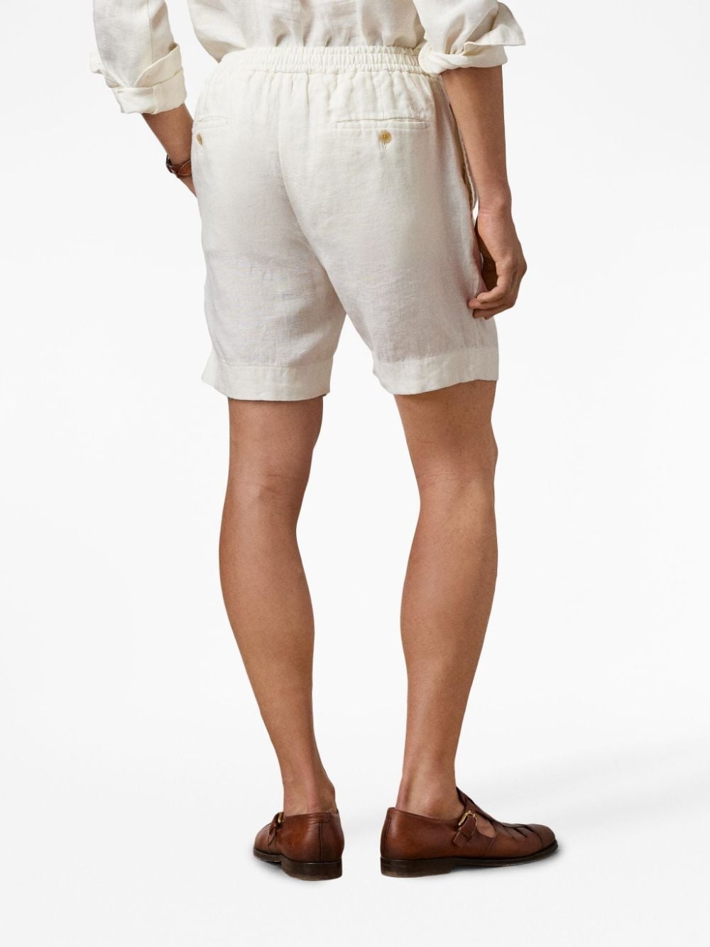 drawstring linen deck shorts - 4