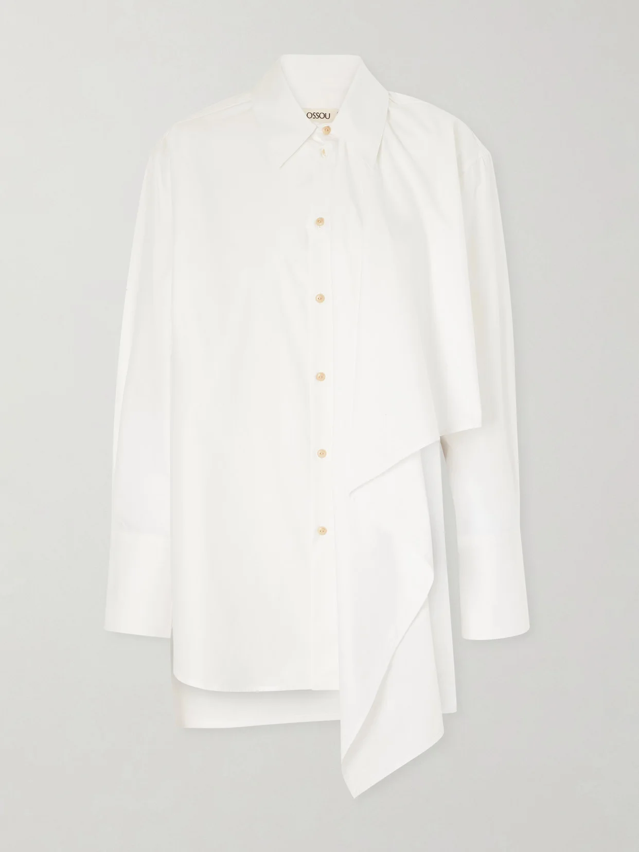 Tess Draped Cotton Poplin Shirt - 1