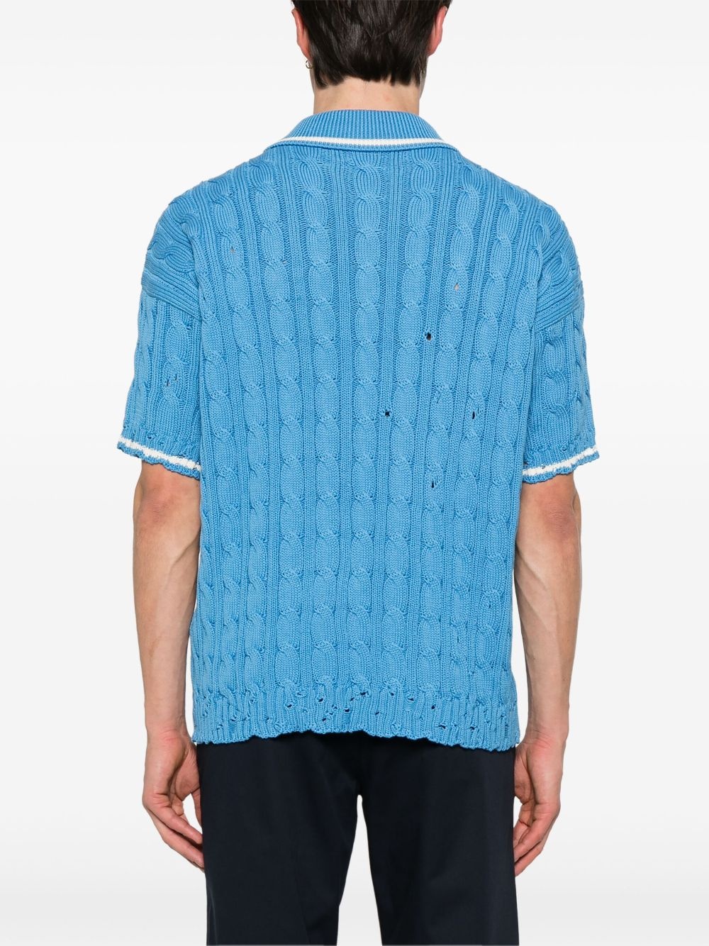 cable-knit polo shirt - 3