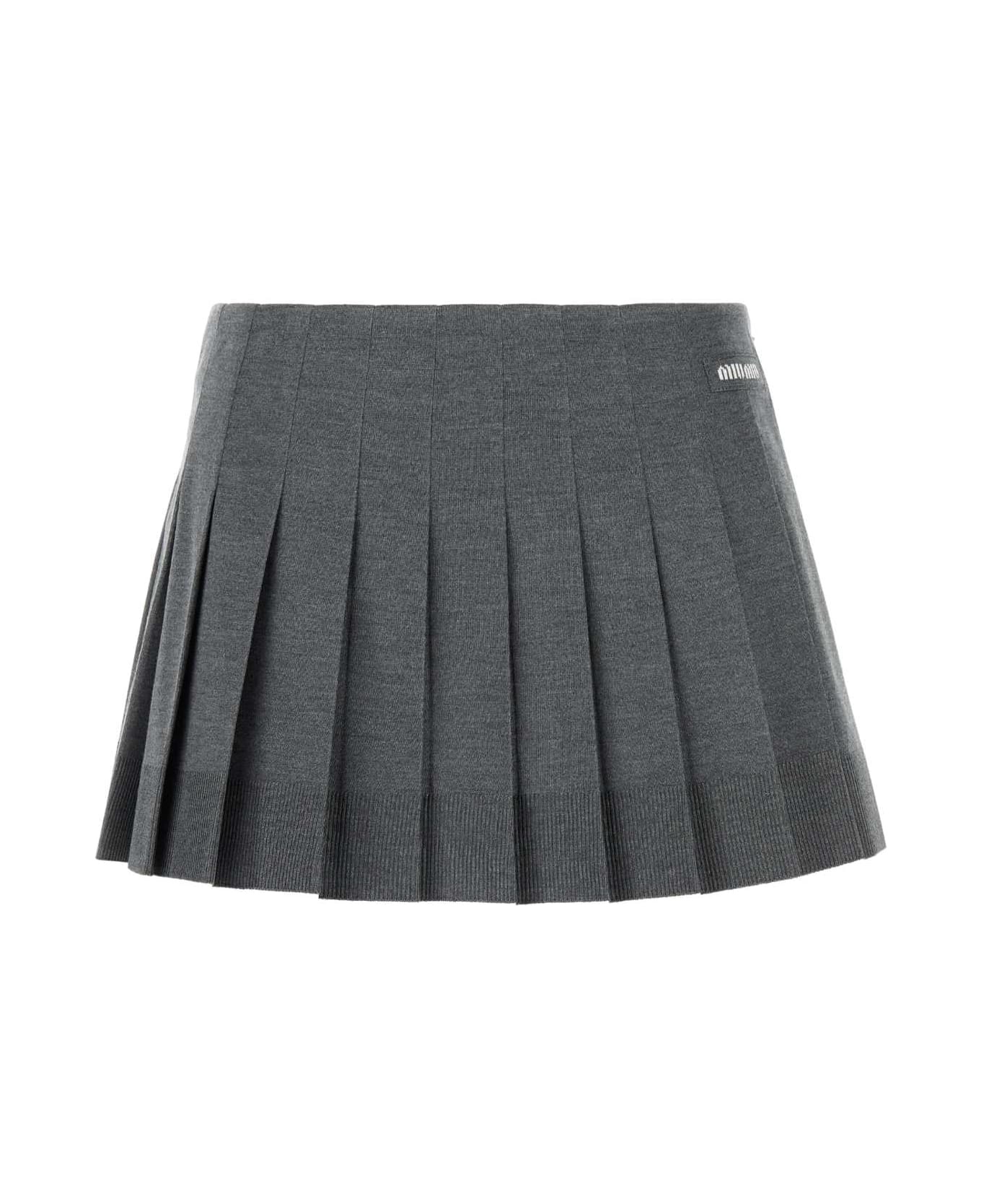 ミニスカート MIU MIU Women Mini Skirts MMG523SOOO158X F0480 GREY Miu Miu Mini Skirt in Grigio | FWRD