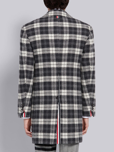 Thom Browne Medium Grey Cashmere Tartan Check Tweed Classic Bal Collar Coat outlook