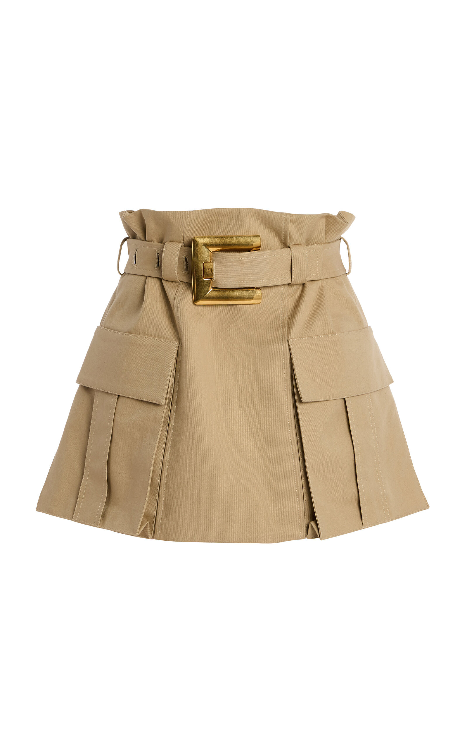 Belted Cotton-Gabardine Mini Skirt neutral - 1