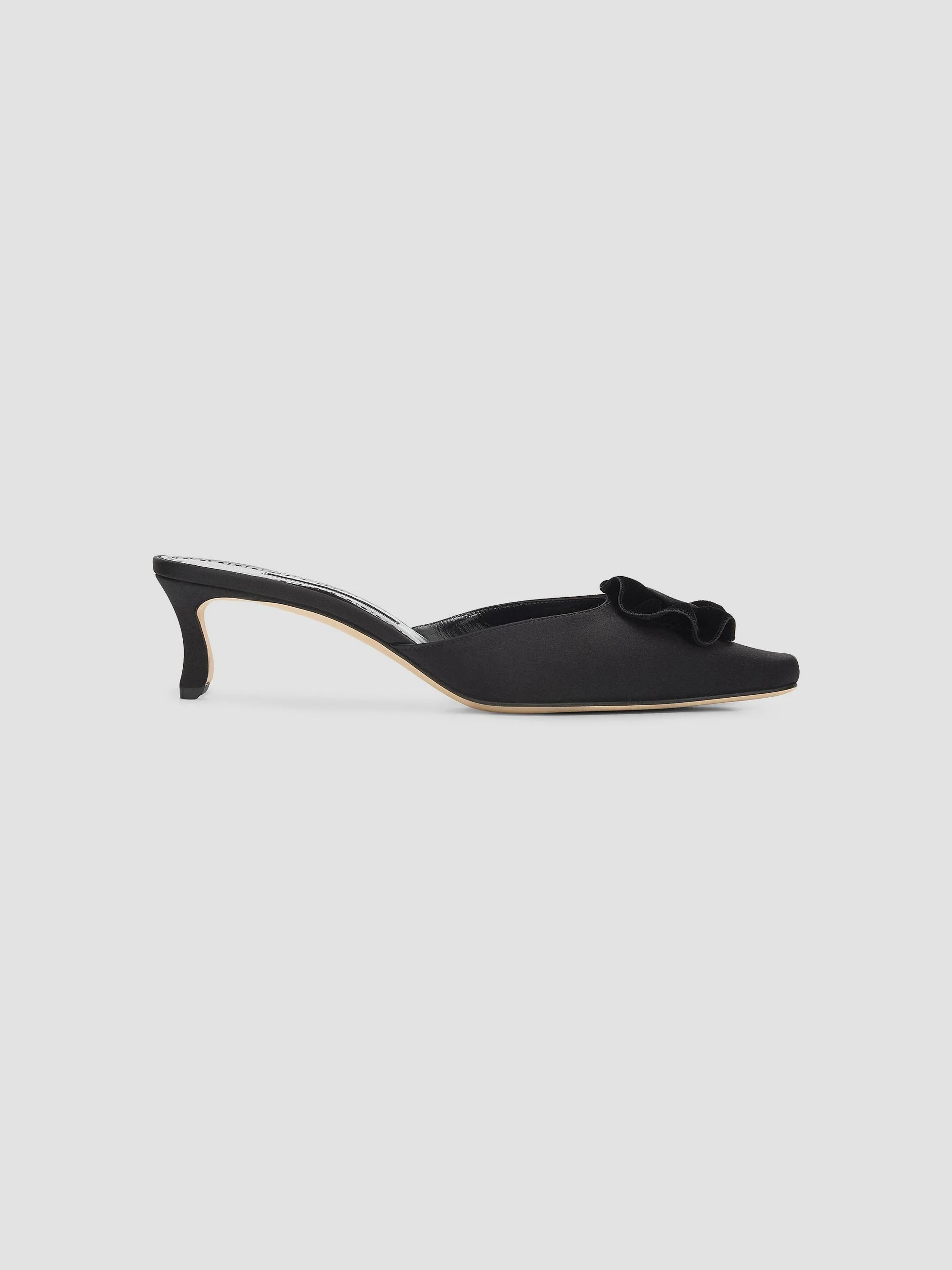 Women's Caulon 50MM Satin Velvet-Trimmed Mules - Black - 1