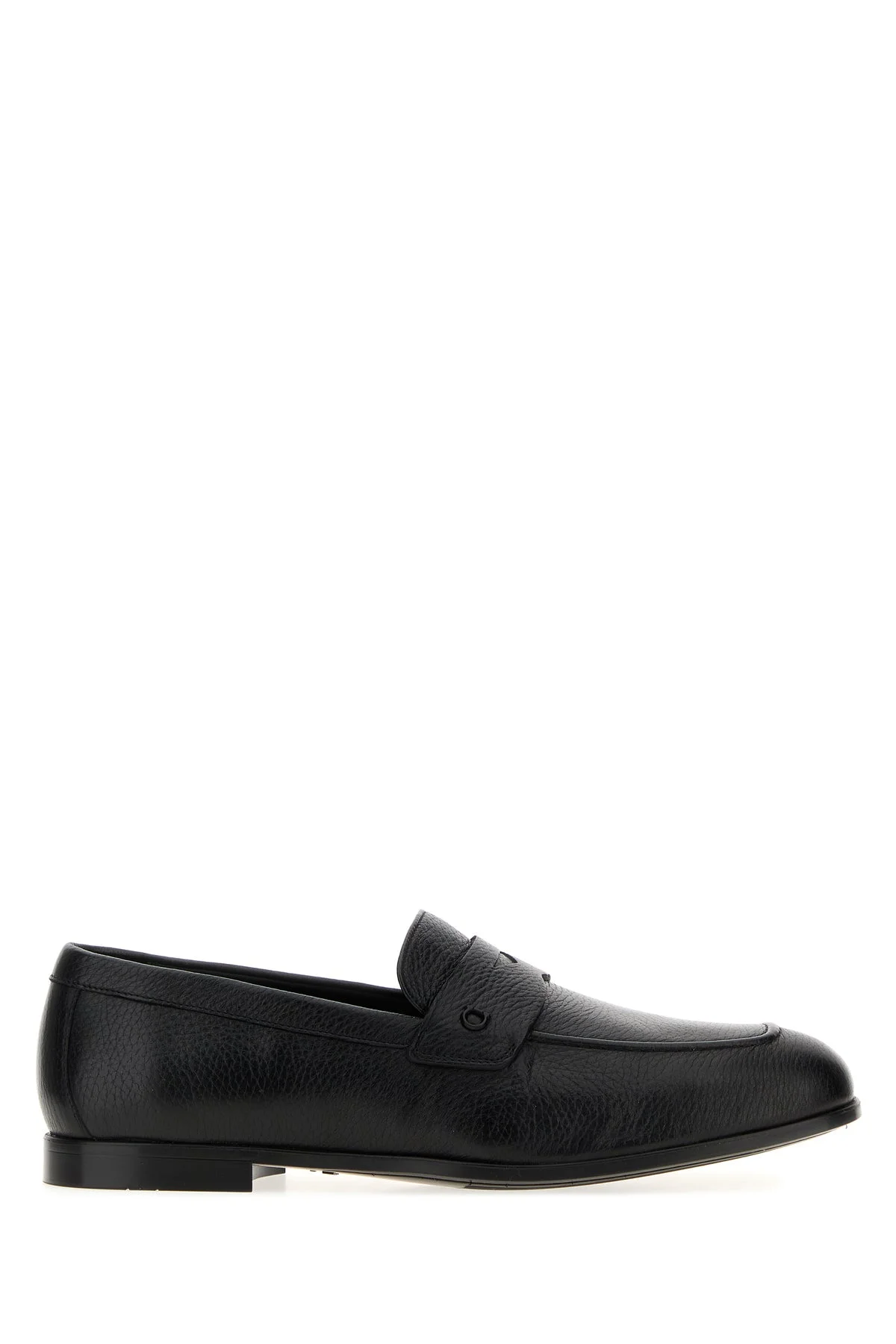 Black leather Tiberio loafers - 1