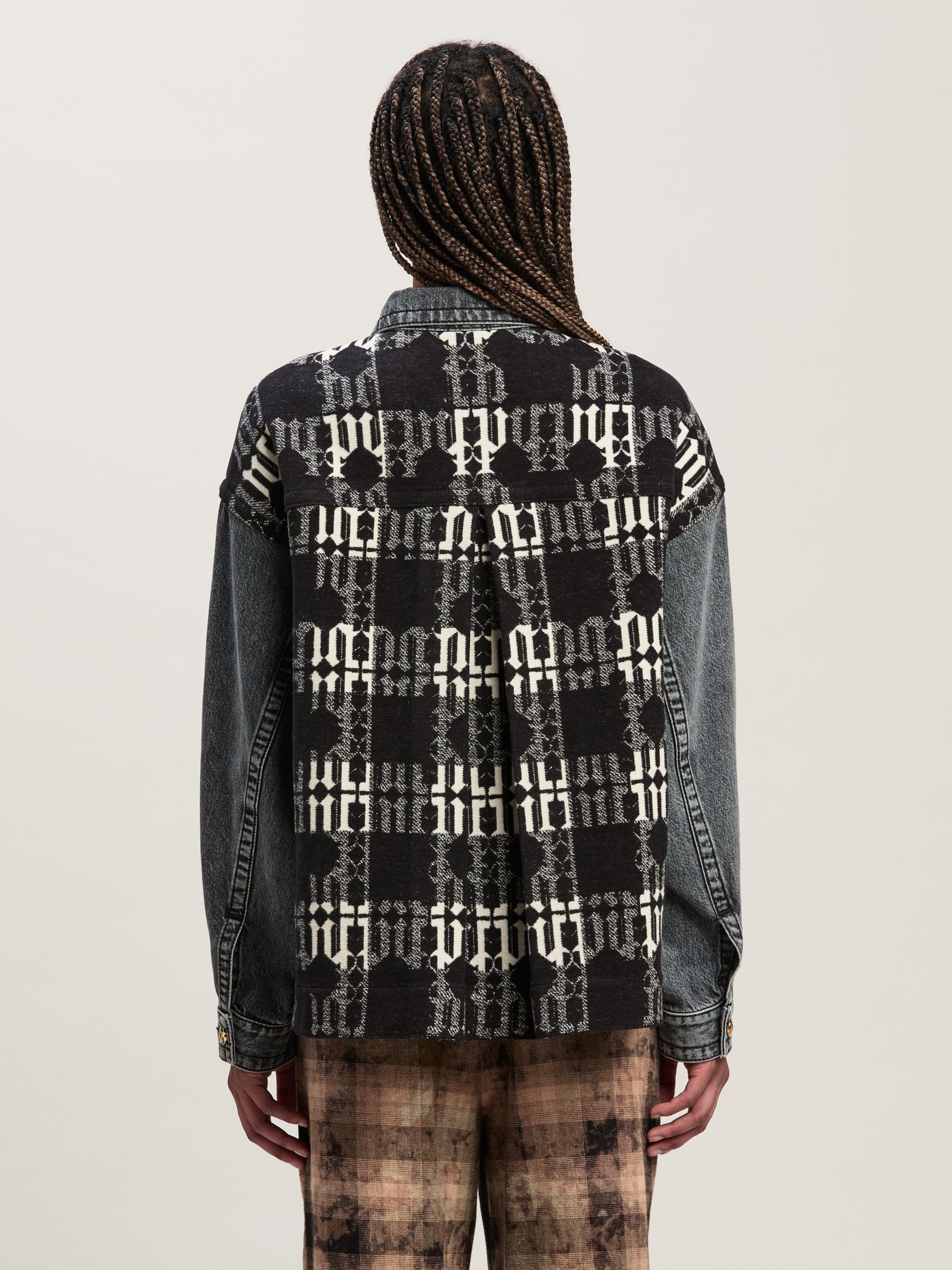 Denim Jacket Monogram checked insert - 5