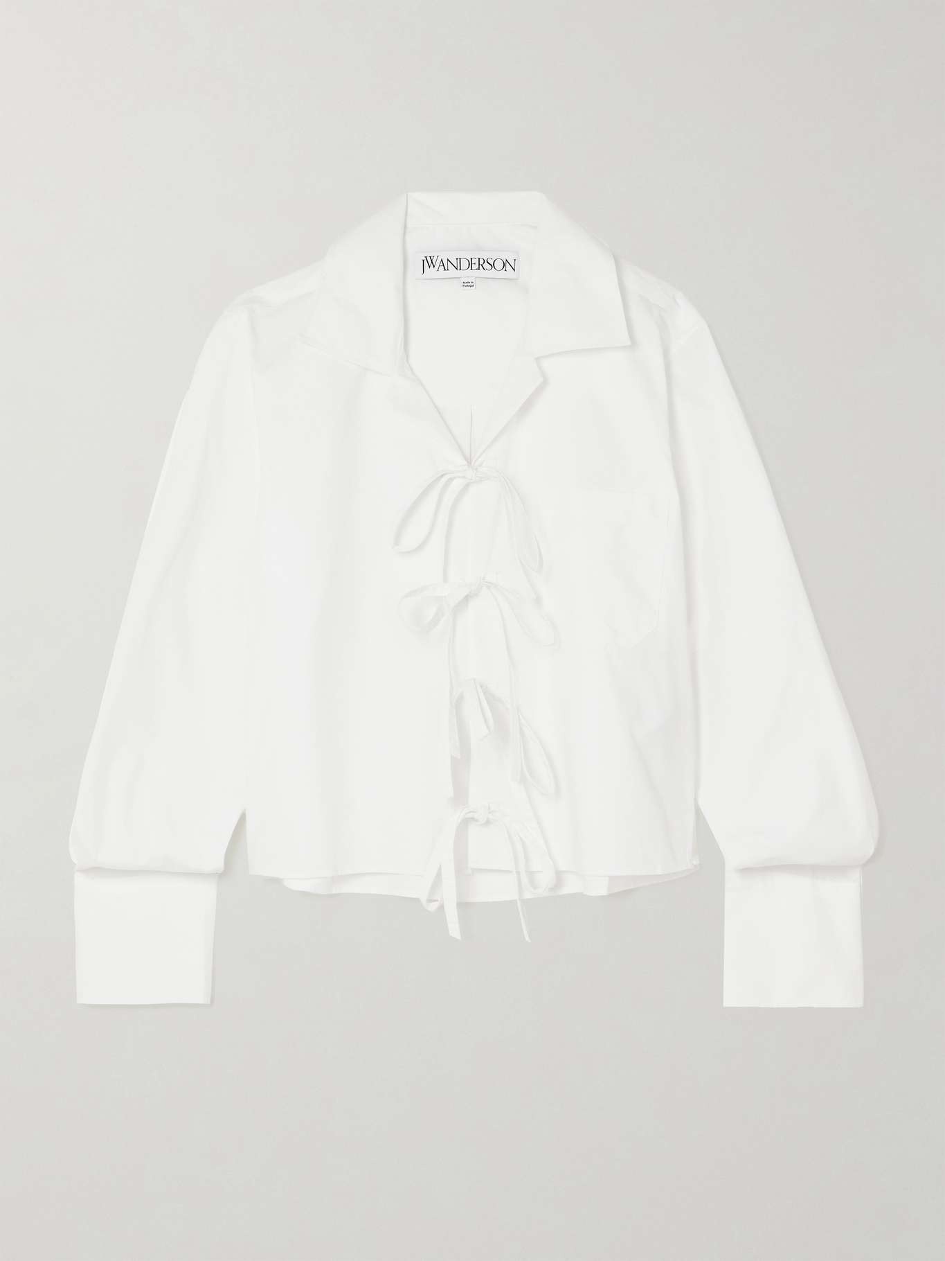 Tie-front cotton-poplin shirt - 1