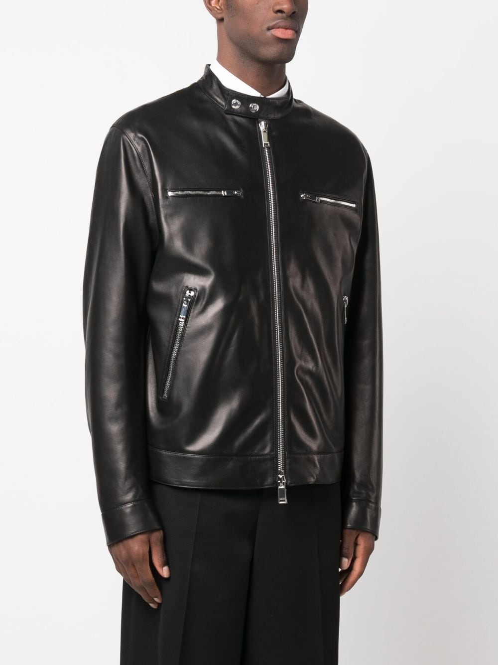 valentino ブラックレザージャケット Valentino leather biker jacket | REVERSIBLE