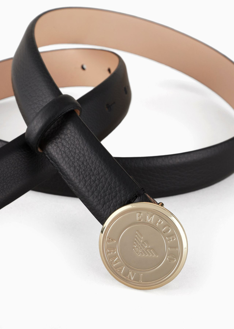 EMPORIO ARMANI Leather belt with medallion buckle outlook