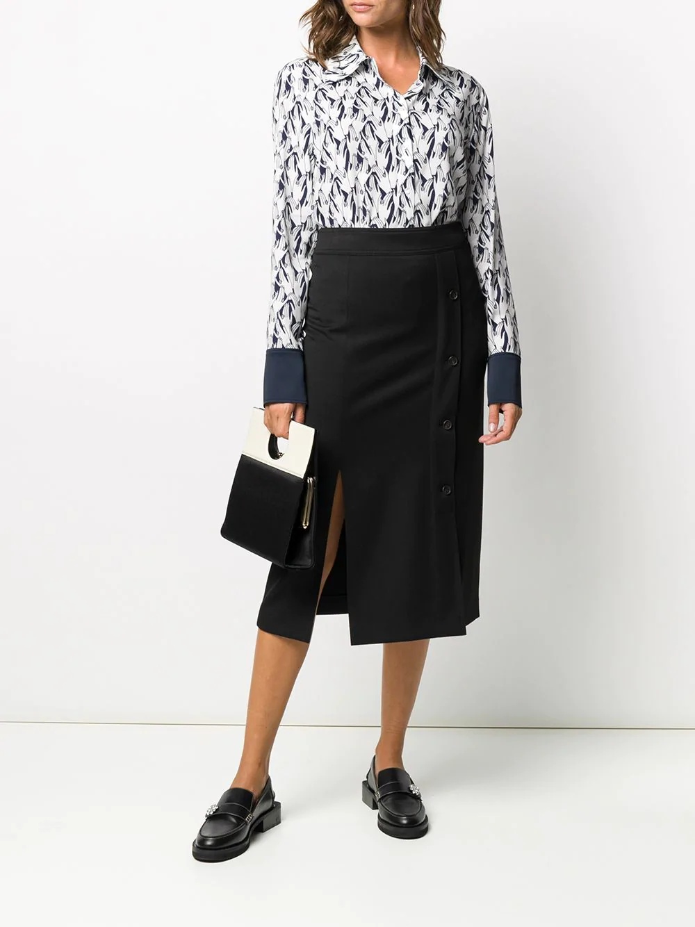 button-front pencil skirt - 2