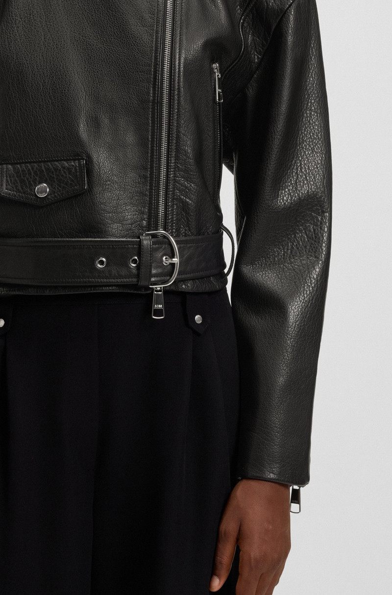 GRAINED-LEATHER BIKER JACKET WITH CROPPED LENGTH 6