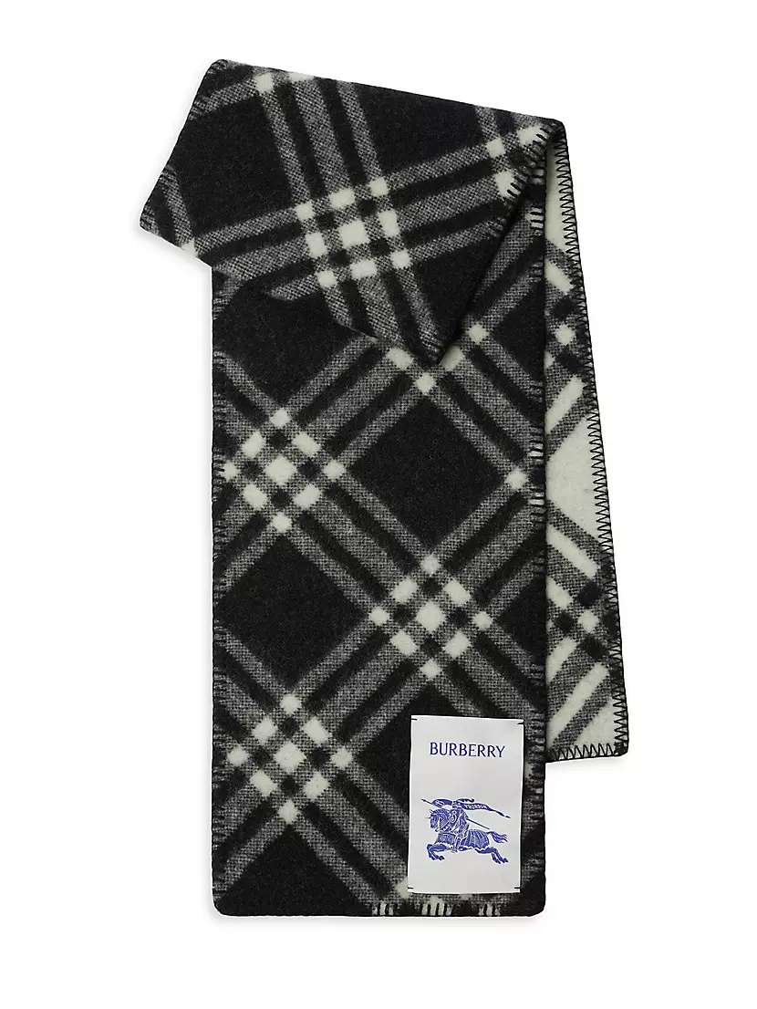 スカーフ Burberry Tri Bar Scarf - Burberry - Wool - Black Burberry Tri-Bar Check Wool Scarf | Neiman Marcus