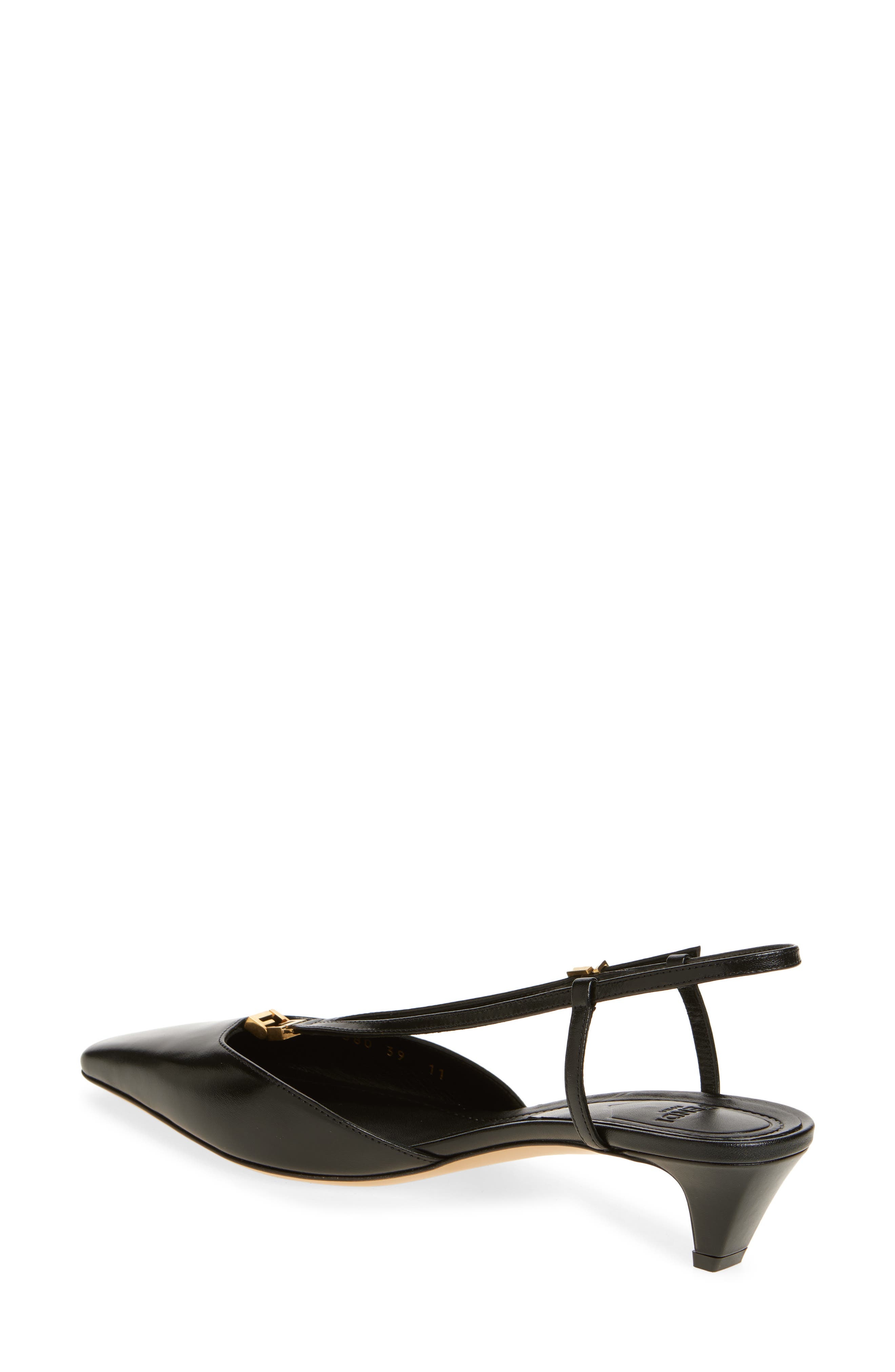 Fendi Fold Kitten Heel Slingback Pump in Nero at Nordstrom - 2