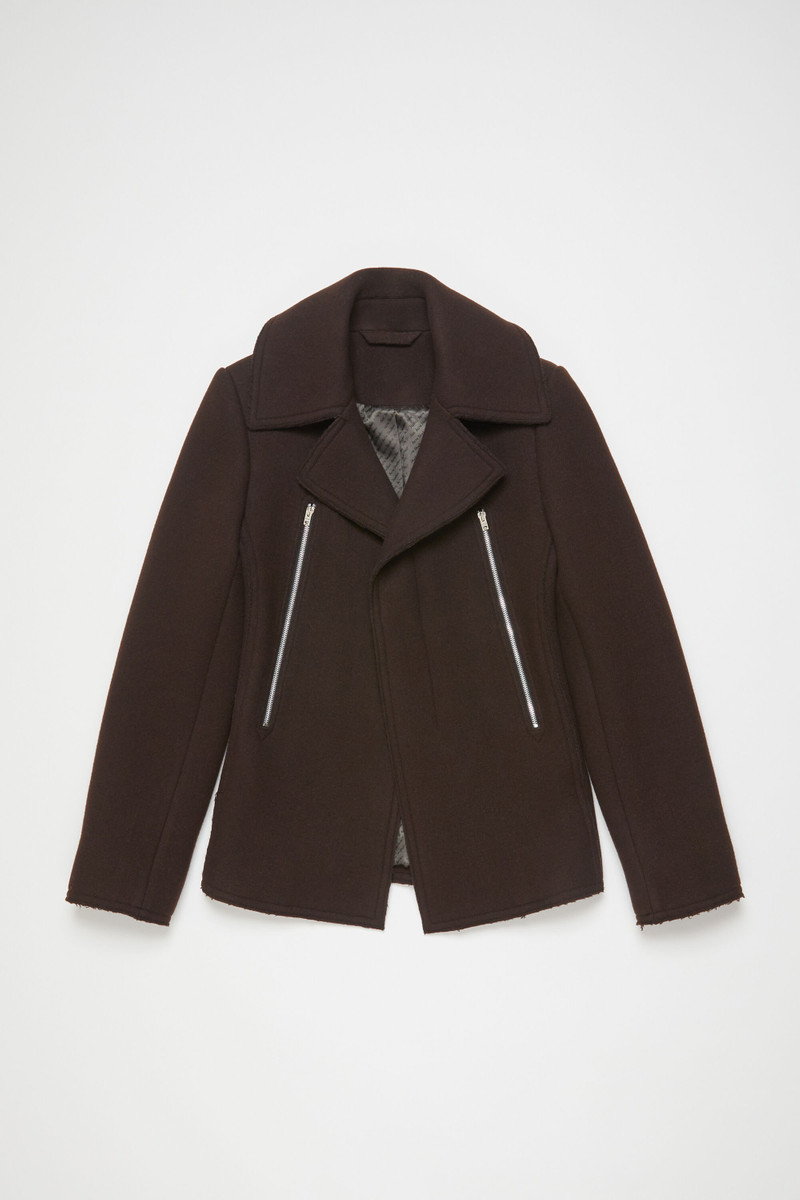 Zipper wool coat - Maroon red 8