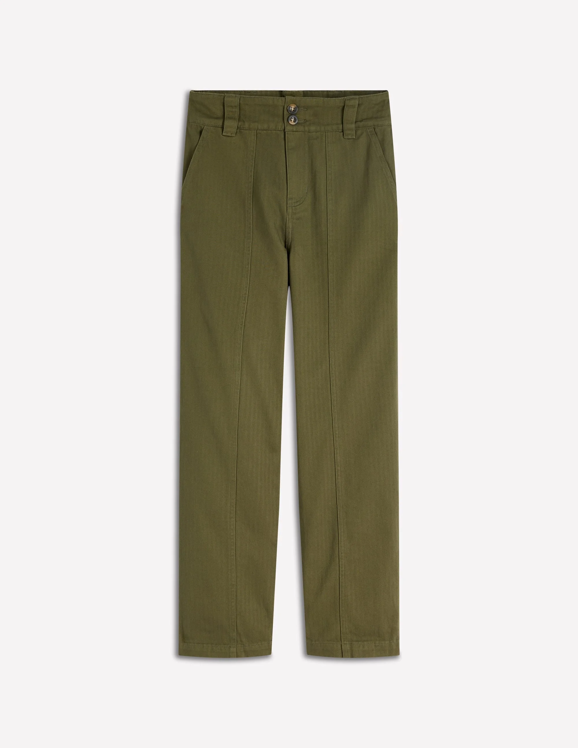 Straight Leg Chino Pants-Woodland Green Herringbone - 1