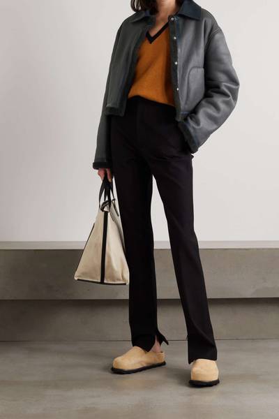 Jil Sander Shearling-trimmed leather jacket outlook