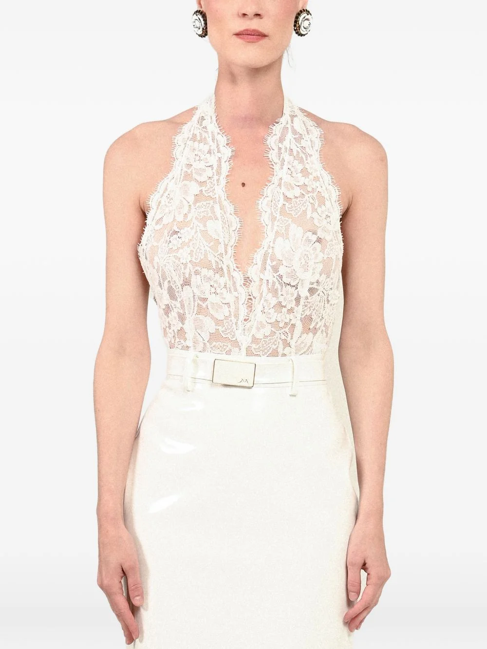 lace V-neck bodysuit - 1