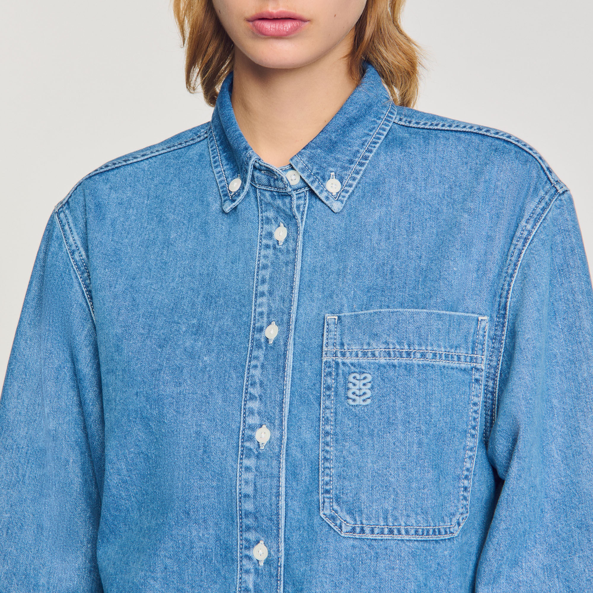 DENIM CROPPED SHIRT - 3