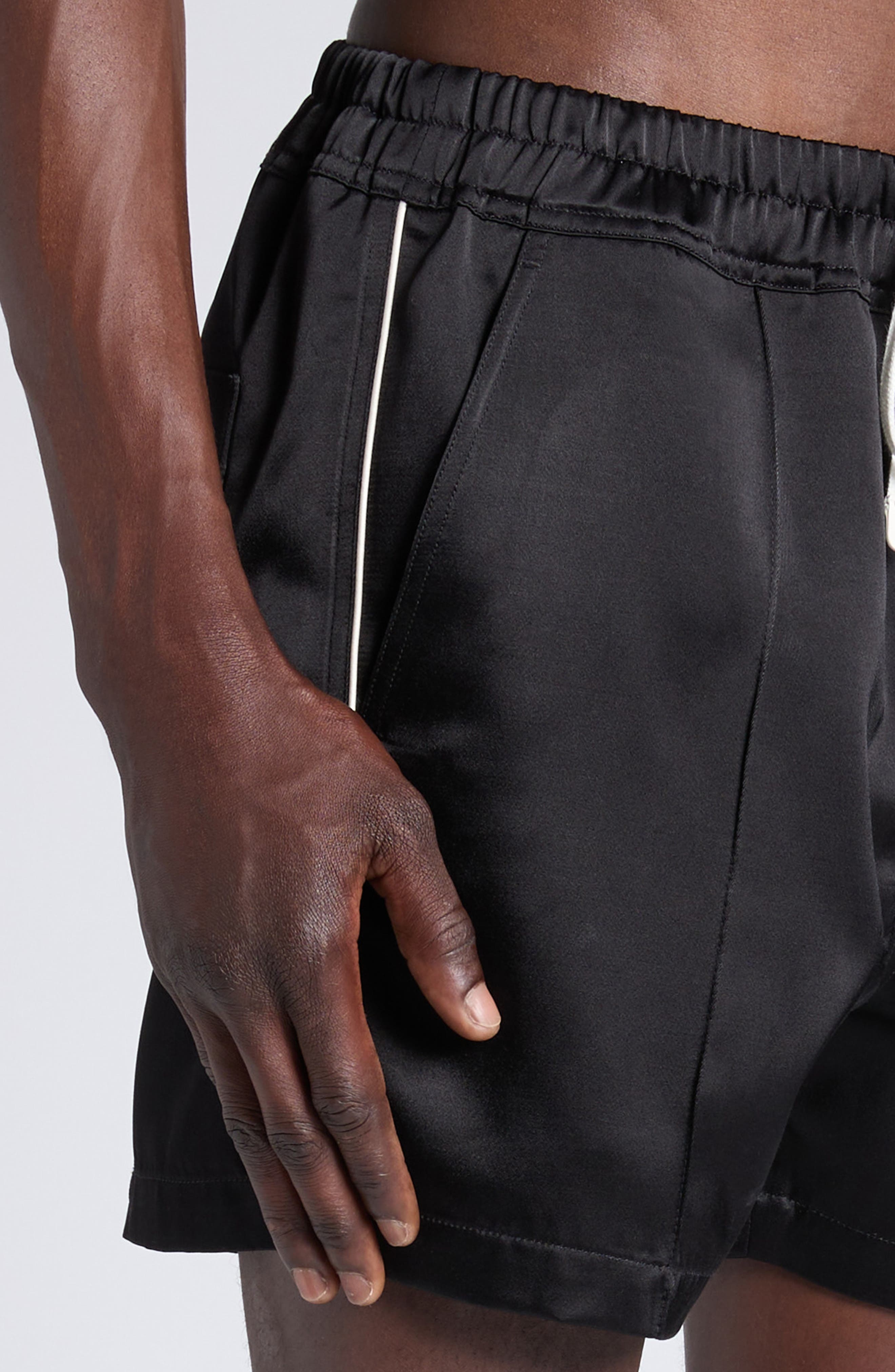 TOM FORD Piped Satin Shorts in Xbkwh Black/White at Nordstrom - 4