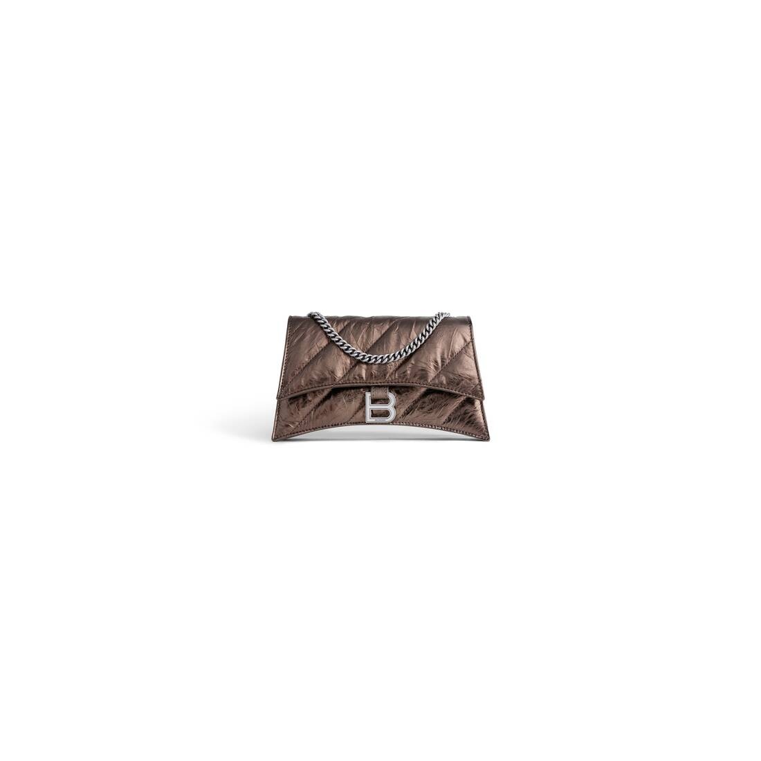 Women's Crush Xs Chain Bag Metallized Quilted in Bronze - 5