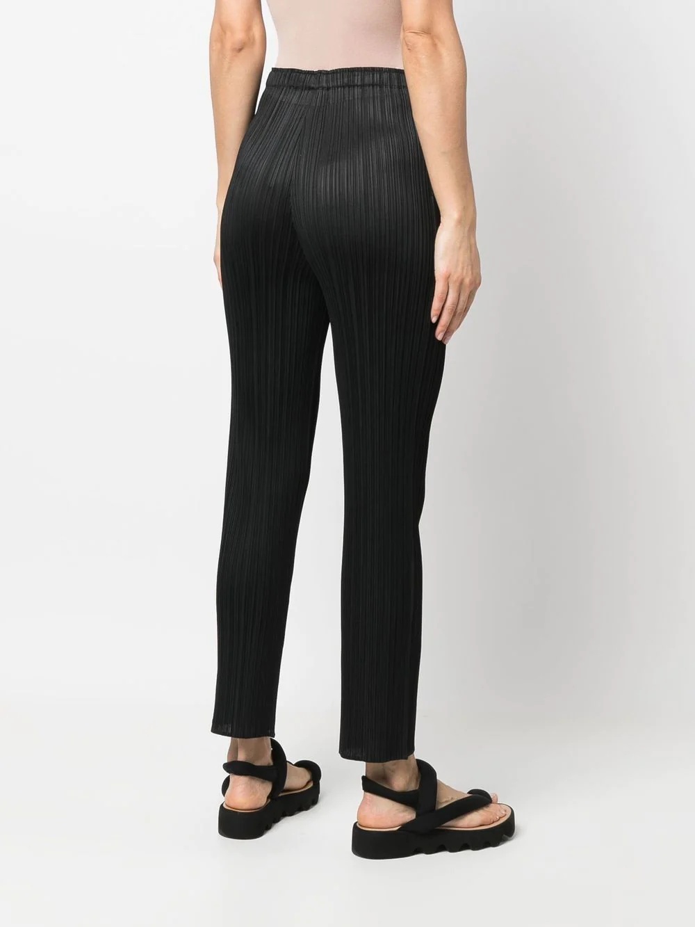 elasticated-waist slip-on straight trousers - 4