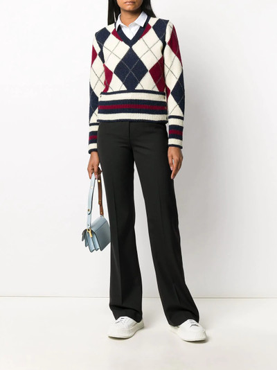 Thom Browne argyle V-neck jumper outlook