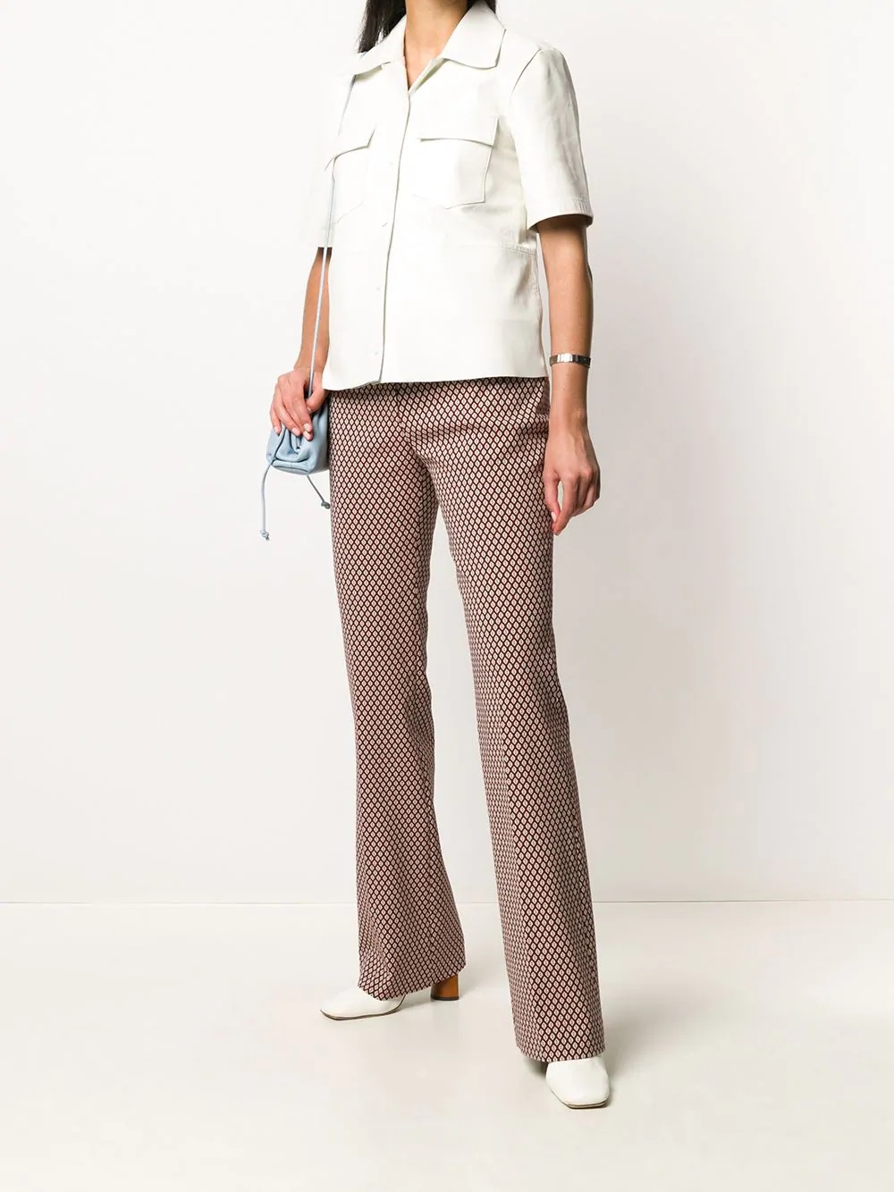 geometric pattern flared trousers - 2