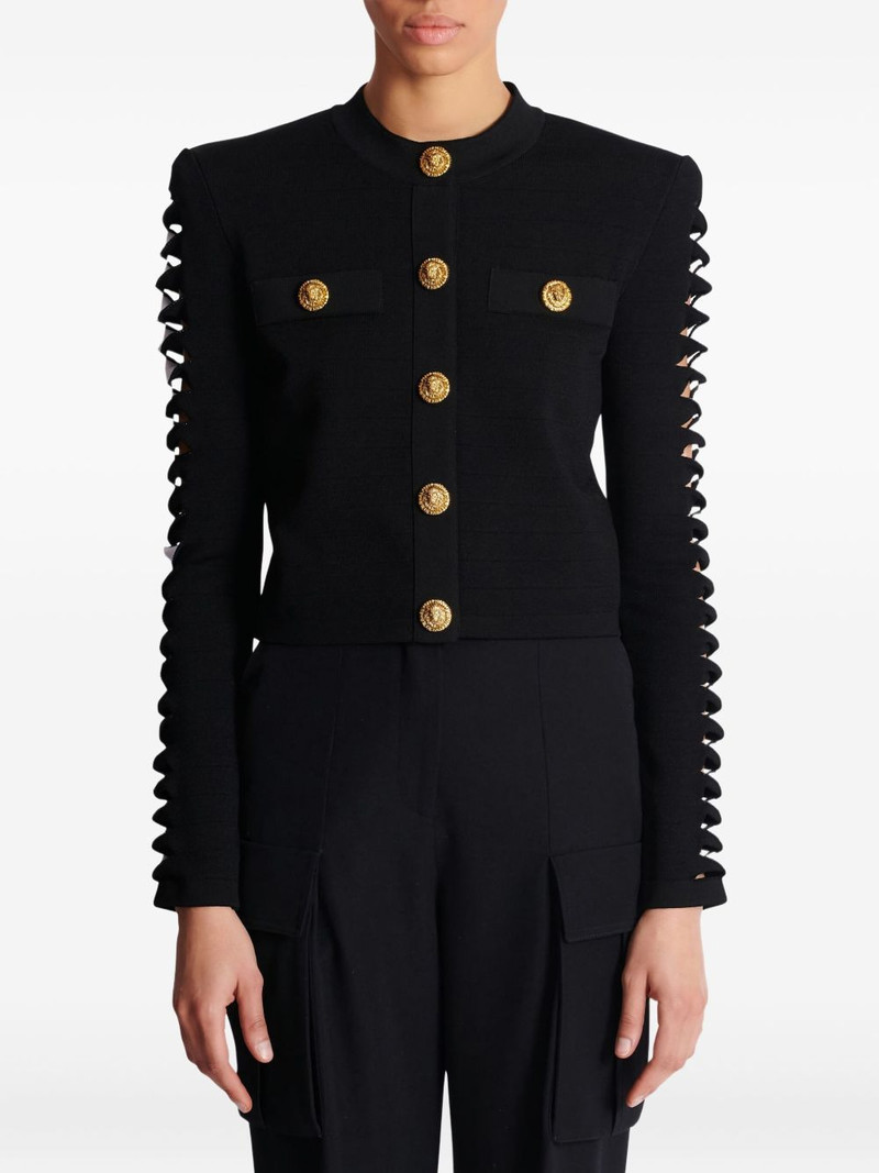 Balmain cut-out sleeve buttoned cardigan outlook