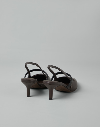 Brunello Cucinelli Nappa leather city heels with shiny strap outlook